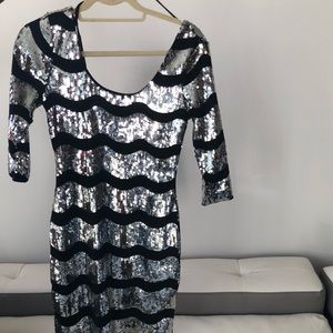 Arden B Black and Silver Sequin Dress